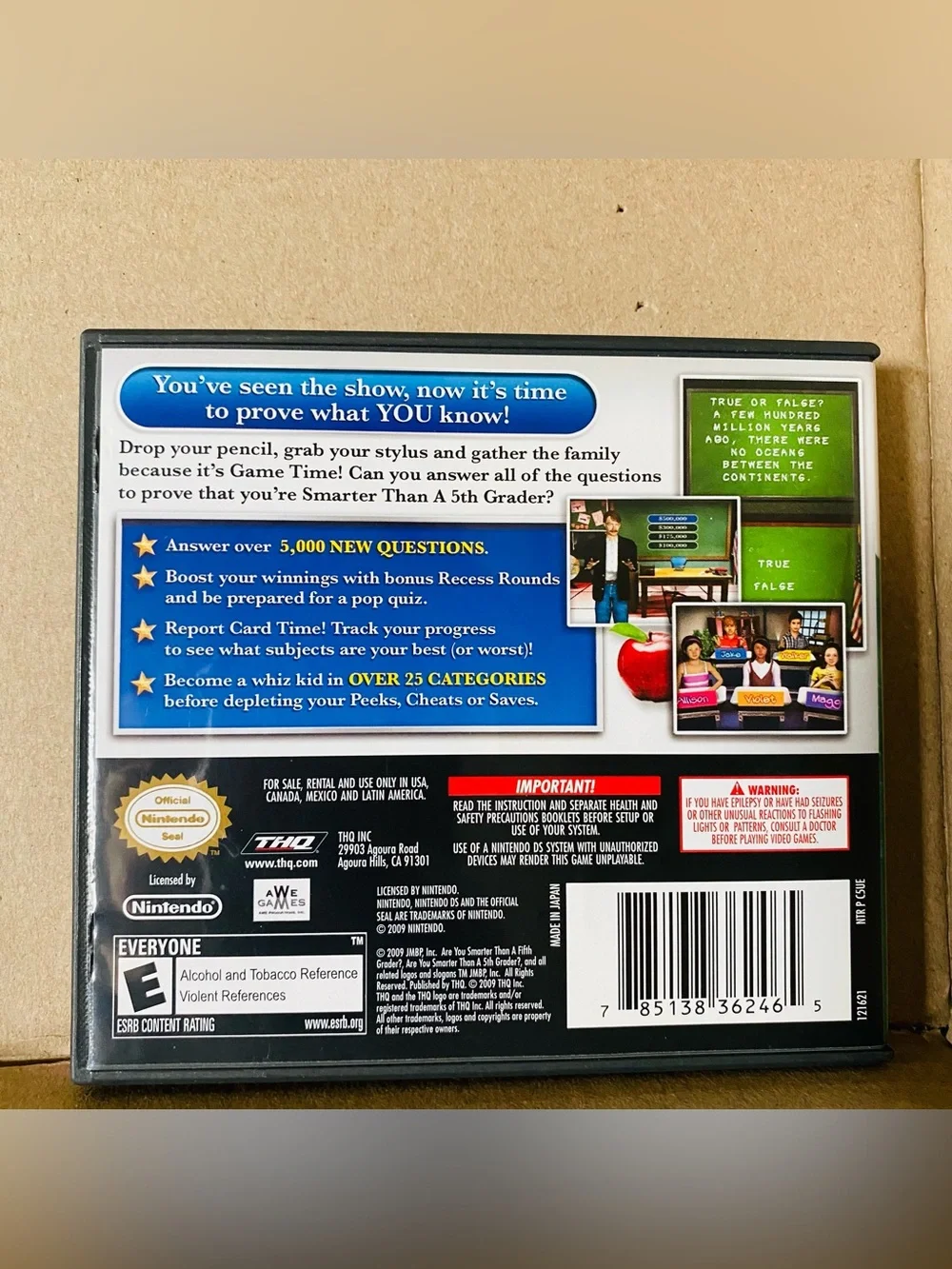 Smarter Than A 5th Grader Nintendo DS Game EUC includes box, game, pamphlet